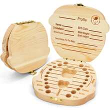 1pc Wooden Baby Teeth Box, Flip-Cover Style Tooth Fairy Box, Infant Tooth Collection Container For Boys And Girls