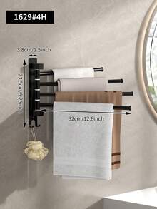 1 件现代毛巾架，带 3/4/5 个旋转臂，壁挂式毛巾杆，节省空间的浴室毛巾架带挂钩，无需组装，无需钻孔，易于安装，厨房和浴室配件返校