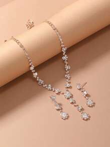 1 Set Elegant Style Bridal Necklace & Earring Jewelry Set, Fashion Accessories, Suitable For Wedding Events, Cosplay Costume Props And Attires
