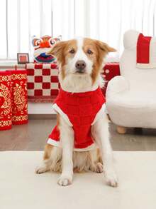1 件宠物羊毛背心 - 可机洗，加厚保暖，柔软舒适，秋冬狗狗衣服，适合小型/中型/大型宠物，XS-8XL，圣诞节，圣诞装饰