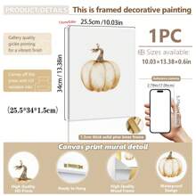 1pc, Canvas Hanging Picture, Framed Art Decoration, Ready To Hang, Wall Arts, Posters, Wall Art With Frame, Pumpkin Wall Art, Fall Pumpkin Prints, Modern Fall Decor, Pumpkin Decoration, Pumpkin Posters, Fall, Halloween, Halloween Decoration, Room Decoration, Dorm Decoration, Bedroom Home Wall Decorations, Fall Decoration Home Decor