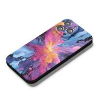 The Phone Case Features A Vibrant Explosion Of Colorful Paint Splashes, With Hues Of Pink, Orange, Blue, And Purple Radiating Outward From A Central Point. 1pc  Phone Case For Apple  16 15 14 13 12 11Plus Pro Max SE Series Phone Case For  Friends, Girlfriends, Boyfriends, Family Or Yourself. - 黑色 - 查看 4