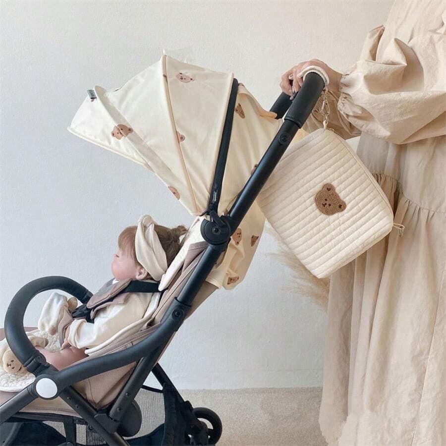 1 件婴儿户外奶瓶和尿布收纳袋，尿布袋收纳袋 - 便携式婴儿推车挂袋，可存放奶嘴、尿布、衣服和湿巾，可洗收纳袋，适合男孩和女孩，非常适合旅行、户外、婴儿洗礼和家庭礼物，婴儿尿布袋，用于在外出时存放奶瓶和尿布，婴儿洗礼家庭装饰礼物