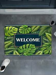 1pc Tropical Welcome Doormat - Durable, Easy To Clean Rug With Calathea Leaf Pattern, Suitable For Kitchen, Bathroom And Laundry Room, Green, Kitchen Mat | Calathea Leaf Print | Polyester Mat, Bathroom Mat, Home Decor Carpet