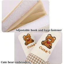 2pcs 25cm Car Seat Belt Shoulder Pad Cover - Embroidered Cute Teddy Bears, Soft Universal Car Accessories