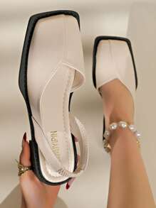 2025 Vintage Minimal Design Sandals, Low-Heel Closed-Toe Roman Sandals For Teenage Girls, Suitable To Pair With Skirts In Summer