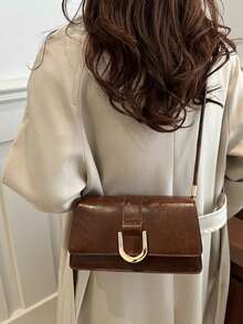 复古纯色方形单肩包全包翻盖腋下包女士最简约腋下包，新年理想礼物，女士时尚商务休闲包，办公室、商务和工作完美适合购物、钱包、购物、年轻女性、大学生、新人、白领。非常适合办公室、大学、工作、商务、通勤、户外活动、旅行和郊游