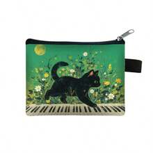 Cute Cat Compact Wallet, Exquisite Unique Coin Purse, Zipper Coin Pouch, Portable Pocket Wallet, Key Holder Wallet, Mini Wallet, Coin Bag, Small Cash And Credit Card Organizer, Suitable For Travel, Daily Shopping, Back To School Essential, Gift For Teachers And Friends - Green - View 12
