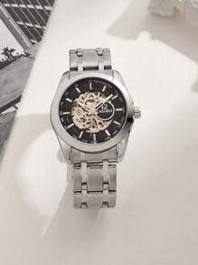 CASIRUI 1pc Automatic Mechanical Stainless Steel Watch Band Men's Watch, Luxurious CASIRUI