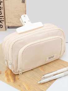 1 Peça Estojo de Caneta Simples e Espaçoso para Estudante - Bolsa de Armazenamento Portátil com Zíper Multifuncional, Tecido Adequado para Escola, Escritório, Acessórios de Viagem, Bolsa de Papelaria com Design de Compartimentos Múltiplos