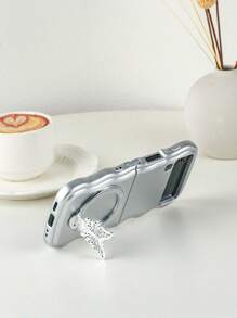 1pc Metal Texture Anti-Drop Anti-Shock Thick Wavy Butterfly Phone Holder Case, Compatible With Samsung Galaxy Z Flip3 5G, Galaxy Z Flip4 5G, Galaxy Z Flip5 5G, Galaxy Z Flip6 5G