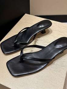 女士细高跟人字拖凉鞋，2025年夏季新款时尚方头穆勒拖鞋