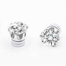 5 pares de pendientes de aro de acero inoxidable con remaches brillantes y circonita cúbica sintética, pendientes de joyería adecuados para mujeres y hombres