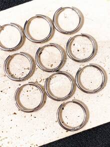 10pcs Minimalist Stainless Steel Circular Hoop Earrings, Unisex Fashion Versatile Ear Clips Accessories For DIY Jewelry Making - Hoop Earrings - View 5