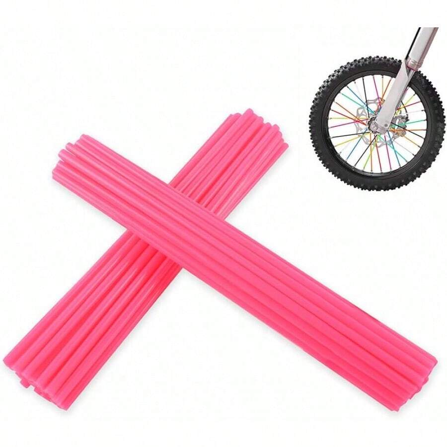 Spoke Skins Spoke Covers: 8-21 Inch Rims Protector & Decoration For Dirt Bike | Bike | Bicycle | Wheelchair | Motorcycle - 72Pcs - Pink - View 1