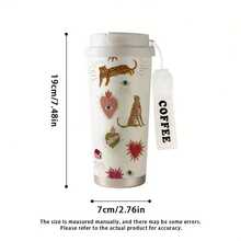 bablov 500ml铃兰水杯轻奢高端便携咖啡杯陶瓷内胆杯高颜值男女通用水杯车载户外便携杯 - 彩色 - 查看 2