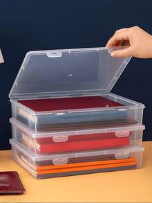 1pc Desktop Dust-Proof ID Card & Document Storage Box, A4 File Organizer Box, Suitable For Storing Household Registrations, Important Certificates, Moisture-Proof File Folders - Clear - View 3