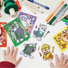 Paw Patrol 8 hojas de pegatinas de Patrulla Canina con el personaje Ryder, kit para hacer caras divertidas con el personaje Chase, juego de rompecabezas de pegatinas DIY, regalo de cumpleaños