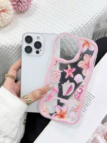 Cream Wavy Edge Gloss Oil Marine Element Starfish Turtle Shell Painted Anti-Drop Phone Case Protective Cover With Handmade Beaded Bracelet, Compatible With IPhone 16/11/16pro/16plus/16promax/16e/15Promax/13/14/12/XS/XR/7G/8P, Galaxy 11/12Pro/12/12X/13Pro/14Pro/15Pro/, Redmi 10/9/Note9/12c/Note11pro/Note8Pro