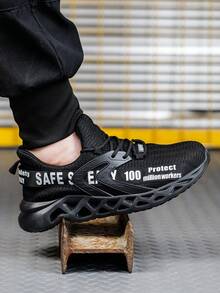 UMBURLLY Men's Steel Toe Safety Shoes, Anti-Smash Anti-Pierce Breathable Upper, Soft Sole, Suitable For Construction, Factory, Workshop