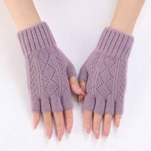 1 Pair Of Multi-Color Rhombus Hollow Split Finger Arm Sleeve Autumn And Winter Female Knitted Wool Warm Wrist Protection Fashion Finger Sleeve