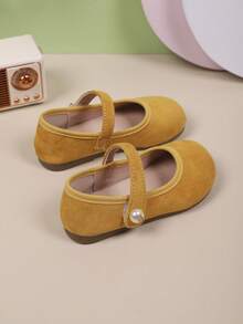 1 par de zapatos de ballet planos de princesa, estilo de moda primavera y otoño 2025, adecuados para niñas de 3 a 15 años para usar en salidas, vacaciones, fiestas, actuaciones y bailes - Amarillo - Ver 2