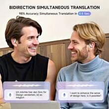 人工智能翻译耳机，骨传导无线耳机，144 种语言实时翻译，6 个麦克风智能降噪，会议笔记实时翻译，触摸控制，深沉低音，高清语音 - 非常适合跑步和锻炼、商务、音乐和电话通话