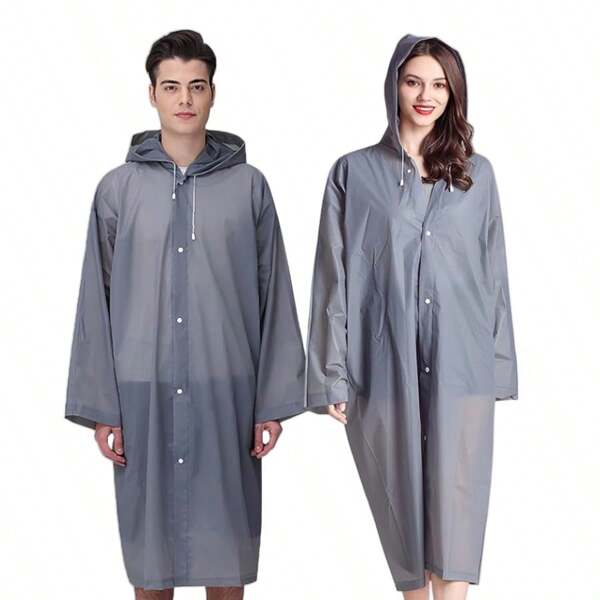 1 Pc Thickened Waterproof EVA Hiking Rain Coat, Multipurpose Unisex Transparent Rain Poncho For Hiking, Camping, Outdoor Activities