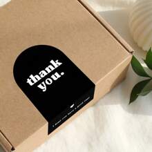 50pcs Thank You Stickers For Rectangular Gift Wrapping Airplane Box Sealing Stickers Black White Pink Gift Packaging Stickers