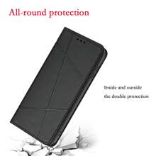 Funda con tapa para teléfono con patrón de color bloque para Galaxy, Redmi, Honor, Oppo, con cierre magnético y base plegable