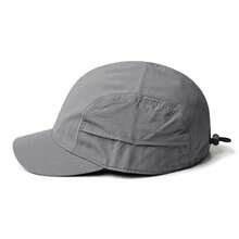Gorra de béisbol de color sólido de ala corta Ligera de poliéster de secado rápido Cierre de hebilla ajustable Protección solar Ala transpirable - Gris - Ver 2