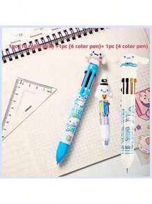 bandai 1 pennenset met 10 kleuren in de vorm van een cartoonfiguur (1 pen met 10 kleuren), schattige creatieve etui met tandpasta in de vorm van een kat, leuke organizer voor op het bureau van een student, cadeaudoos voor kantoorbenodigdheden, cartoonbalpen, set van 10 balpennen - snel drogende inkt, medium punt, leuke set kantoorbenodigdheden, geschikt voor tieners, krabbels, markeren, leuke etui, terug naar school