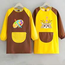 1 件简约时尚绘画罩衫，可爱彩色画衣围裙，适用于工作室、餐厅、艺术绘画，可翻转（领子颜色随机混合）