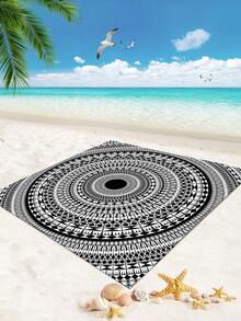 1 件新款户外防水防沙数码印花野餐垫/沙滩巾，时尚清新图案，适合露营和野餐