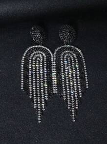 1 pieza Pendientes de lujo exagerados con rhinestones y borlas, accesorio de moda glamoroso como regalo para mujeres en fiestas