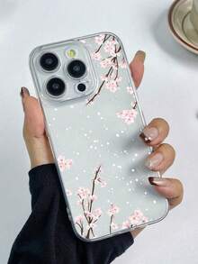 1 Stück modischer transparenter Blumen Muster Farbschutzhülle für Handy, kompatibel mit iPhone 16/11/16pro/16plus/16promax/16e/15Promax/13/14/12/XS/XR/7G/8P, Galaxy 11/12Pro/12/12X/13Pro/14Pro/15Pro/X3pro/, Redmi 10/9/Note9/12c/Note11pro/Note8Pro/9C/9a, Sturzsichere Handyhülle - Transparent - Übersicht 2