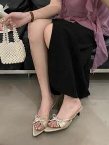 Sexy Soft Sole French Style Slippers For Women, Thin Heeled Outdoor Wear, New Summer 2025 Fairy Elegant High Heel Sandals, Fashionable,Kitten Heels - Silver - View 5