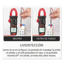 Medidor de abrazadera digital 4000 cuentas, multímetro de abrazadera de rango automático, mide voltaje , corriente CA, resistencia, capacitancia, frecuencia, prueba de diodos, prueba de NCV, Multimetro de Gancho, Pinza Amperimétrica con NCV y Pantalla Retroiluminada, Multímetro  Capacitancia, Resistencia, Pruebas Live Wire, Diodos, Continuidad - Rojo - Ver 4