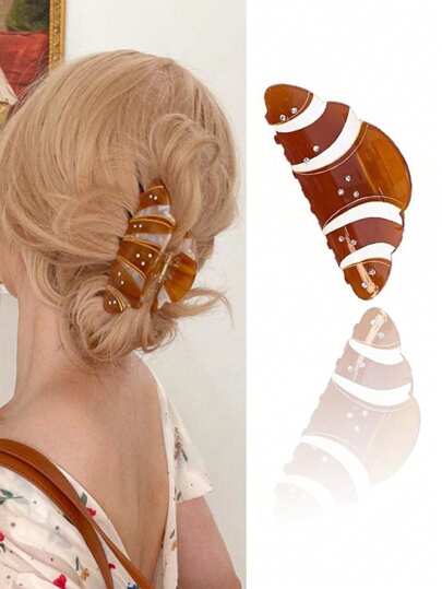 Women's Hair Clips, Sweet Rhinestone French Croissant Hair Claws, Unique Cute Accessories Suitable For Daily Wear, Party, Travel, Versatile Hair Accessories Women Claw Clips Fall Winter For Vacation Outfits Woman