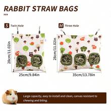 ITANDME Heu-Futterbeutel für Kaninchen mit drei/zwei Löchern, bissfest, Heu-Halter für Meerschweinchen - Große Kapazität & Leicht zu reinigen - Süße Formen kleintier-Futterbeutel für Meerschweinchen, Kaninchen, Chinchillas