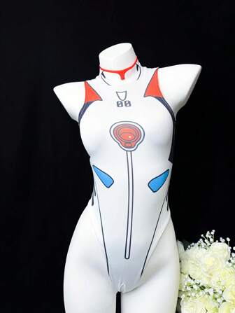 1pc Anime Character Roleplay Jumpsuit, Cute & Playful Gift, Bodysuit With Open Crotch Design