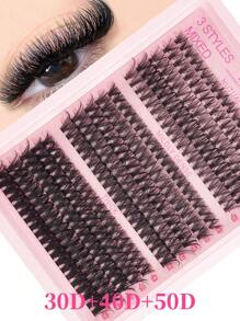 300pcs/DIY Mink Eyelash Extensions, 30D/40D/50D/60D/80D/100D Fluffy Individual Lash Extensions For Volume, 5D Effect 0.07mm Curly Dramatic Eyelash Extensions 8-16mm Mixed Tray, Makeup Tools, Bulk Personal Lash Extensions Suitable For Daily Makeup And Role Play, Reusable