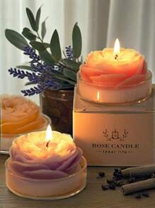2Pcs Handcrafted Rose & Peony Flower Scented Candle Perfect For Yoga, Meditation, And Relaxation! Shaped Like A Lotus With Rich Fragrances, It's Reusable – You Can Use It As An Incense Burner Or Storage For Yoga Items.
