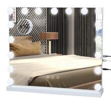 80x60cm 17 LED 灯泡化妆镜化妆镜照明 3 色化妆镜梳妆镜带 14/17 灯可调光灯泡返校 - 白色 - 查看 1