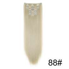 Extensiones de cabello sintético de 24 pulgadas, 16 Clips, peinado largo y recto, postizos rubios y negros, cabello falso resistente al calor, uso diario R91S - 88 - Ver 13