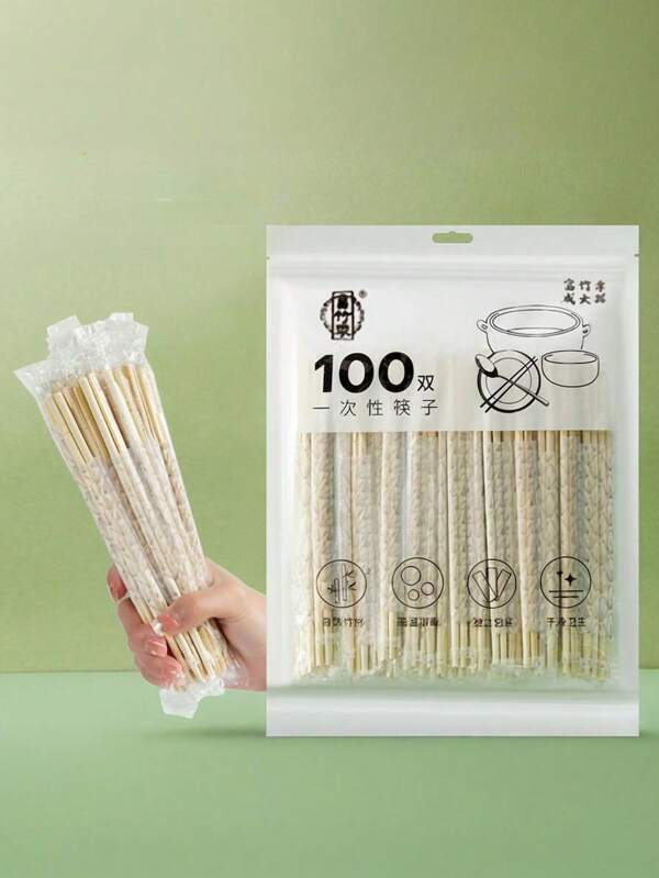 Palillos desechables de bambú, para uso doméstico, camping al aire libre, paquete de conveniencia para comida rápida
