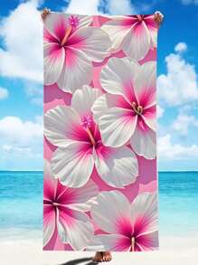 1pc Microfiber Beach Towel With Rose Flower Pattern, Quick-Drying Beach/Bath Towel Suitable For Adults, Travel, Summer, Sports, Swimming, Pool, Yoga, Camping, Large 90*180 Or Small 70*140