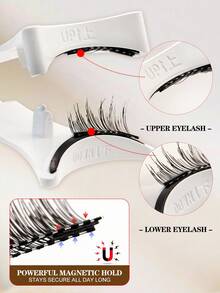 Waloshow 磁性假睫毛，量子磁力无胶自然外观丰盈佩戴方便盒装 - 黑色 - 查看 5