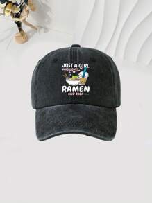 1pc Girl Ramen Print Baseball Cap, Washable Adjustable Hat, Fashionable Breathable Versatile Sun Protection For Outdoor, Gift For Holiday