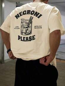 Men's Fashion T-Shirt Negroni Please Print Front Back - 米色 - 查看 1